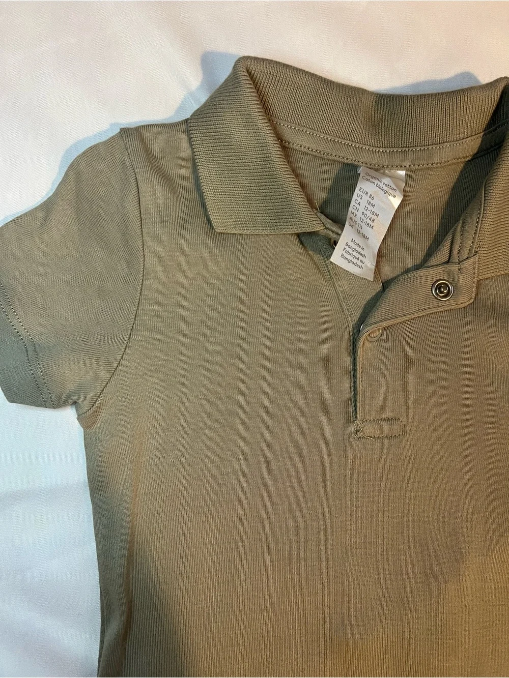 H&M Cotton Jersey Polo One-Piece Romper in Light Taupe Size 18 Months